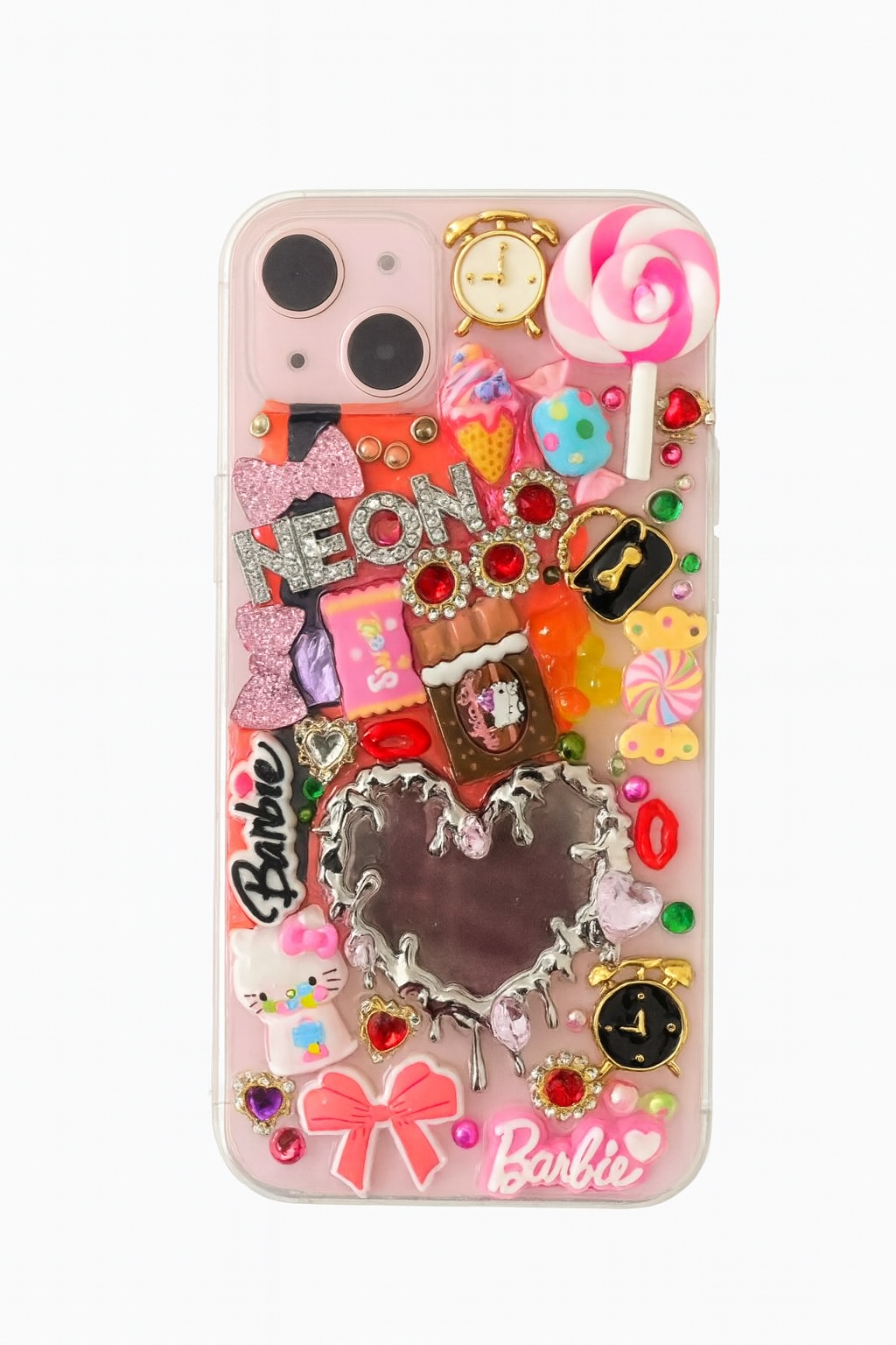 Personalised Pink iPhone Case with Resin Design Custom Name Phone Cover
