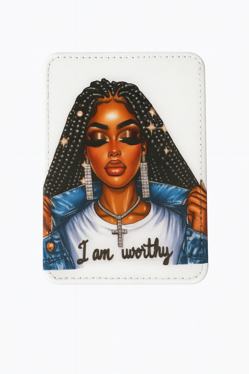 Pocket Mirror with Gorgeous Melanin Black Woman Afro Beauty Compact Mirror