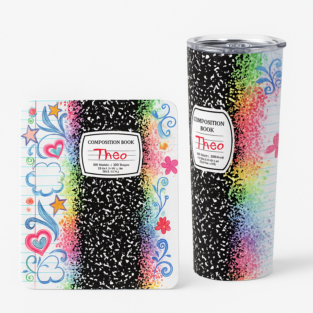 Tumbler & Book Gift Bundle Custom Afrocentric Drink Cup with Journal