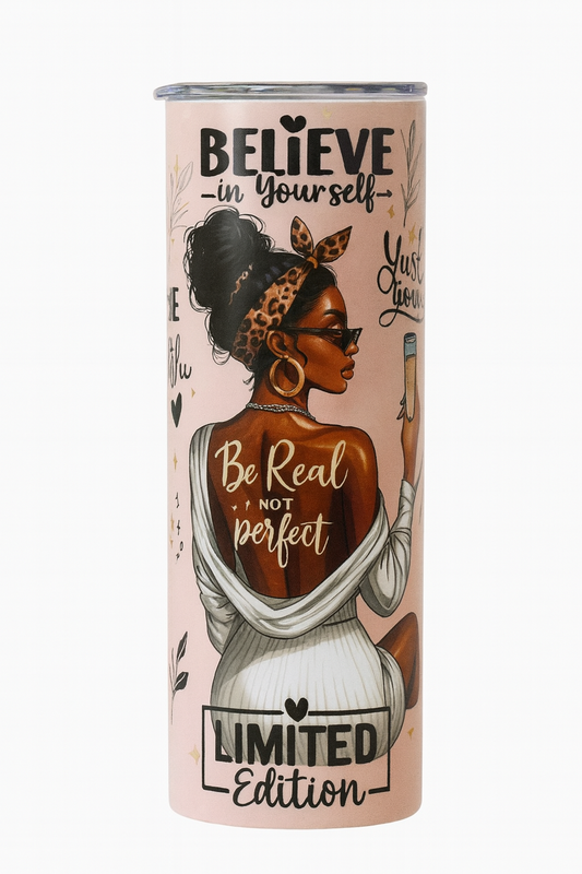 Inspirational Quote Tumbler with Black Woman Motivational Afrocentric Cup
