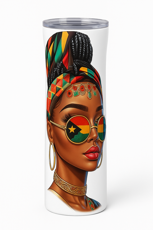 Tumbler with Jamaican Woman Design – Handmade Afrocentric Drink Cup
